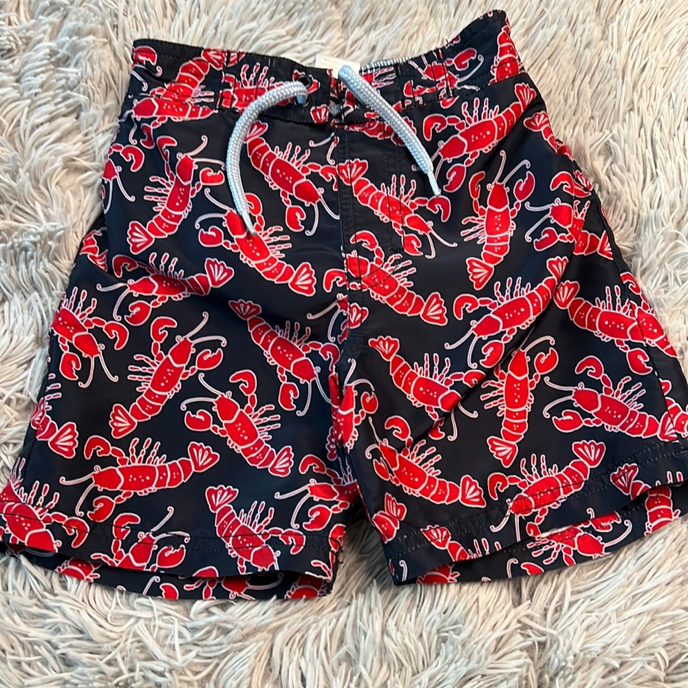 Lined lobster swim trunks